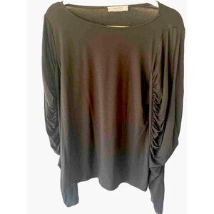 Bailey 44 Women Black Long Sleeve Blouse L Made In USA Viscose Spandex Blend